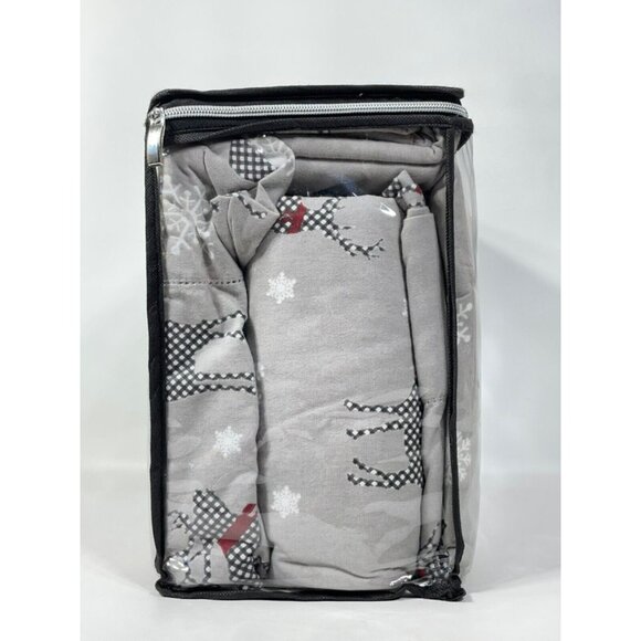 Tribeca Living WINTER BUCKS Flannel Sheet Set Queen Gray - Picture 4 of 8